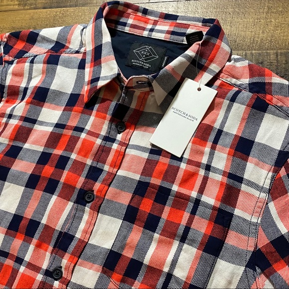 Scotch & Soda Men’s Plaid Button Down Shirt - Picture 11 of 13